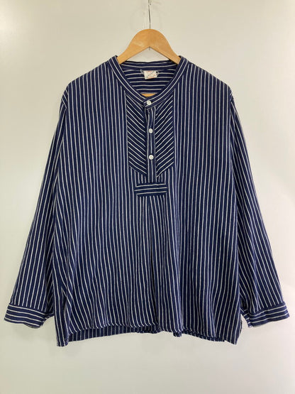 【中古品】【メンズ】  GRAGS F2 70's STRIPE SHIRT ロングスリーブ ストライプシャツ 長袖シャツ トップス 146-240514-yn-38-min サイズ：L カラー：ネイビー 万代Net店