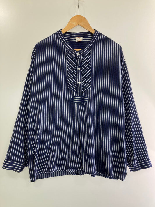 【中古品】【メンズ】  GRAGS F2 70's STRIPE SHIRT ロングスリーブ ストライプシャツ 長袖シャツ トップス 146-240514-yn-38-min サイズ：L カラー：ネイビー 万代Net店