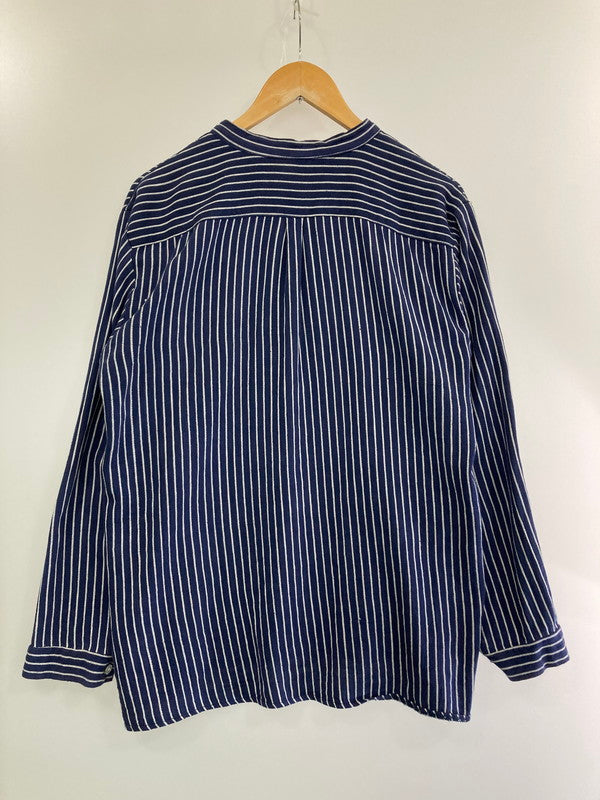 【中古品】【メンズ】  GRAGS F2 70's STRIPE SHIRT ロングスリーブ ストライプシャツ 長袖シャツ トップス 146-240514-yn-38-min サイズ：L カラー：ネイビー 万代Net店