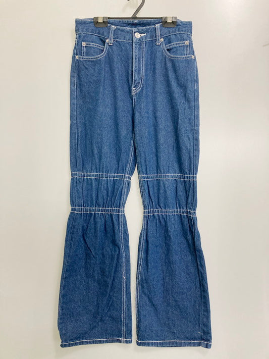 【中古品】【レディース】 X-girl エックスガール 105201031008 SHIRRING DENIM FLARE PANTS シャーリング デニム フレア パンツ ボトムス 171-240813-me-25-min サイズ：2 カラー：インディゴ 万代Net店