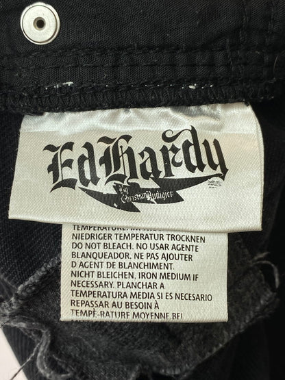 【中古品】【メンズ】 ED HARDY エドハーディ ED HARDY FLORAL SKULL JEANS フローラル スカル ジーンズ ブラックデニム 157-240617-cn-27-min サイズ：W36 カラー：ブラック 万代Net店