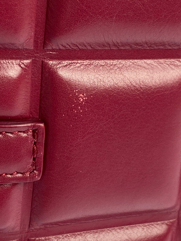 【LIFTる。景品】【中古】【レディース】 BOTTEGAVENETA ボッテガヴェネタ パデッド ミニウォレット 二つ折り財布 181-240621-me-07-min カラー：ワインレッド系 万代Net店