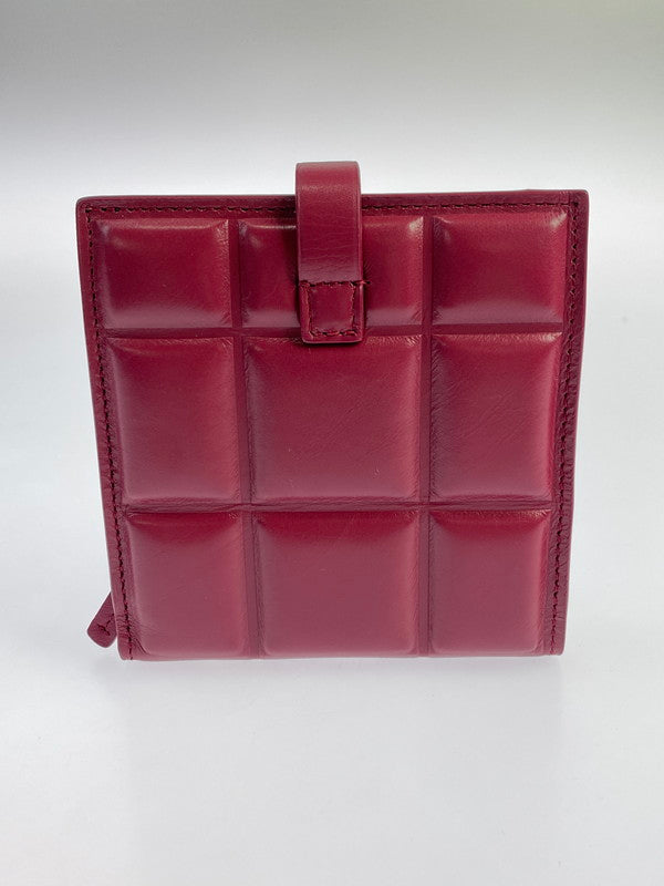 【LIFTる。景品】【中古】【レディース】 BOTTEGAVENETA ボッテガヴェネタ パデッド ミニウォレット 二つ折り財布 181-240621-me-07-min カラー：ワインレッド系 万代Net店