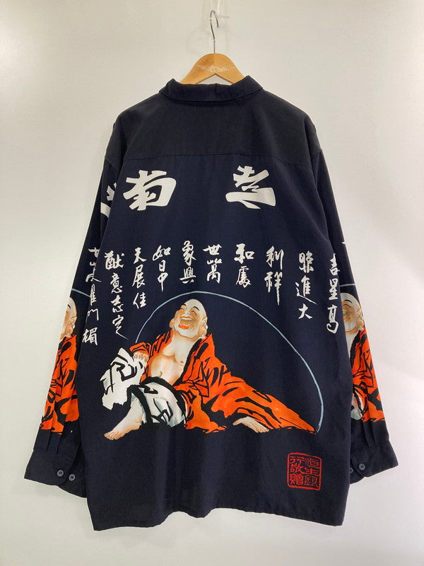 【中古品】【メンズ】  SOUTHPOLE EVISU VINTAGE OVERSIZED L/S SHIRT サウスポール エビス ヴィンテージ オーバーサイズ ロングスリーブ シャツ 長袖シャツ トップス 146-240516-yn-16-min サイズ：XXＬ カラー：ネイビー 万代Net店