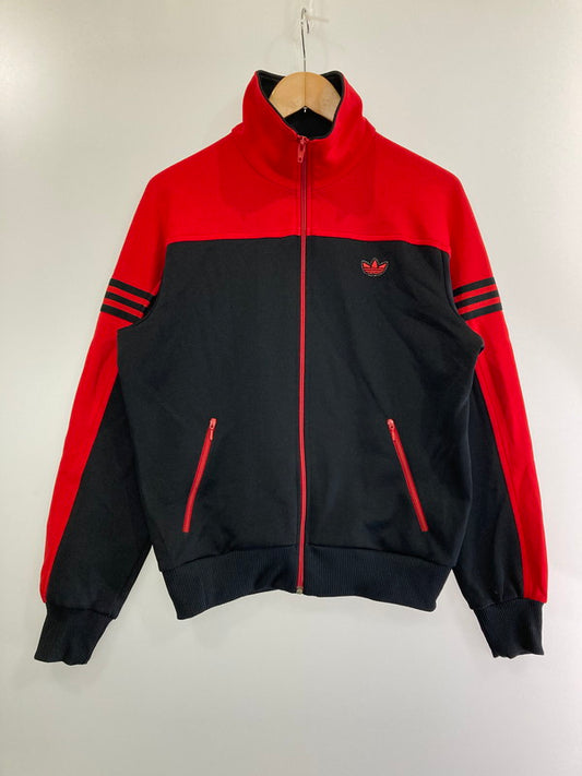 【中古品】【メンズ】 adidas アディダス TRACK JACKET トラックジャケット アウター 146-240514-yn-26-min サイズ：3 カラー：ブラック/レッド 万代Net店