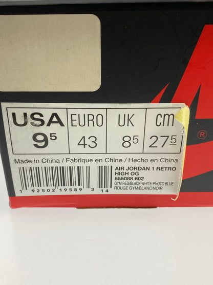 【中古美品】【メンズ】 NIKE ナイキ AIR JORDAN 1 RETRO HIGH OG 555088-602 エアジョーダン1 レトロ ハイ スニーカー 靴 160-240520-yn-20-min サイズ：27.5cm US9.5 カラー：GYM RED/BLACK-WHITE-PHOTO BLUE 万代Net店