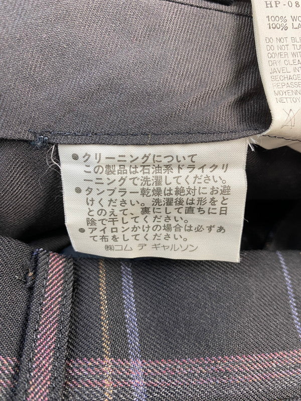 【中古品】【メンズ】 COMME des GARCONS HOMME コムデギャルソンオム HP-08034S AD1990 90S YZIP CHECK SLACKS チェック柄スラックス ボトムス 151-240522-ab-02-min サイズ：S カラー：ブラック系チェック柄 万代Net店