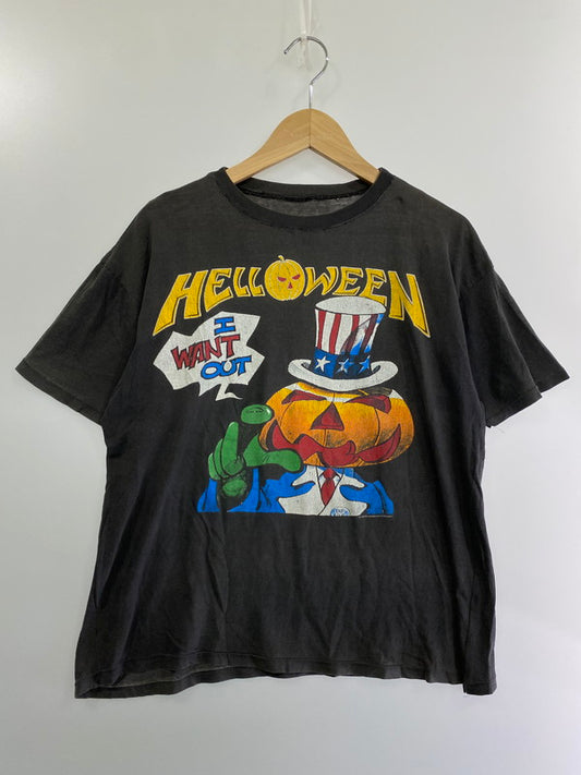 【中古品】【メンズ】  USED 80S"HELLOWEEN"PUNPKINS FLY FREE 88-89 TOUR T-SHIRT ハロウィン 1988-1989 ツアーTシャツ メタルバンド バンT 146-240617-cn-14-min カラー：ブラック 万代Net店