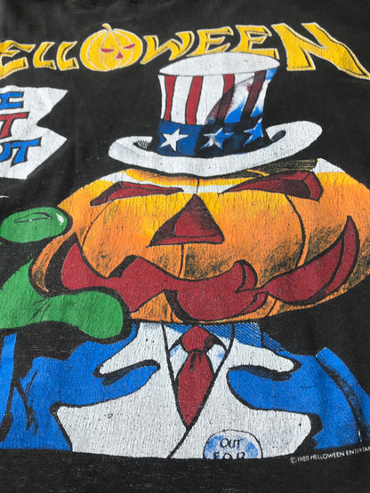 【現状渡し品】【メンズ】 USED 80's HELLOWEEN PUMPKINS FLY FREE 88～89 TOUR T-SHIRT 80年代 ハロウィン パンプキンズ フライフリー 88~89 ツアー Tシャツ 146-251113-rt-02-tag サイズ：不明 カラー：ブラック 万代Net店