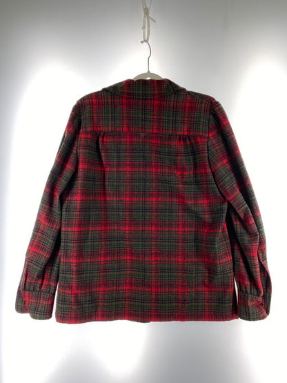 【中古品】【メンズ】 PENDLETON ペンドルトン 白タグ 50-60S シェルボタンオープンカラーシャツジャケット 長袖 ロングスリーブ 170-250226-AS-14-min カラー：レッド/グリーン系 万代Net店