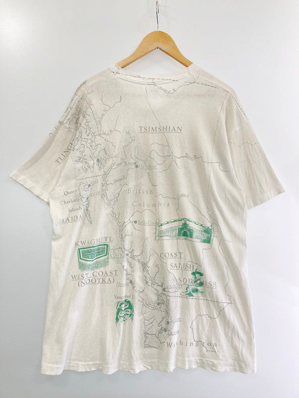 【中古品】【メンズ】  FRUIT OF THE LOOM フルーツオブザルーム カナダ製 90S HAIDA EAGLE PRINTED T-SHIRT ハイダイーグル プリントTシャツ 半袖Tシャツ トップス 146-240522-jt-13-min サイズ：XL カラー：ホワイト 白 万代Net店