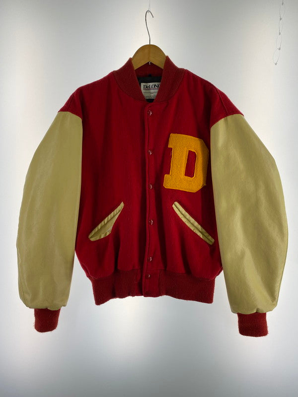 【中古品】【メンズ】  DELONG WOOL LEATHER VARSITY JACKET デロング ウール レザー バーシティ ジャケット アウター 146-240524-yn-08-min サイズ：M カラー：レッド 万代Net店