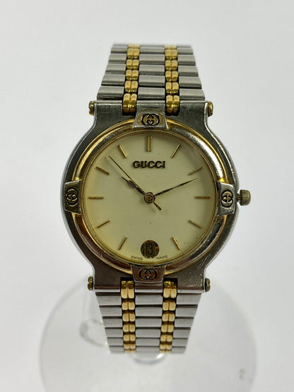 【中古品】【メンズ/レディース】 GUCCI グッチ 9000M コンボベルト アナログ クォーツ腕時計 197-240821-yn-05-min カラー：シルバー/ゴールド 万代Net店