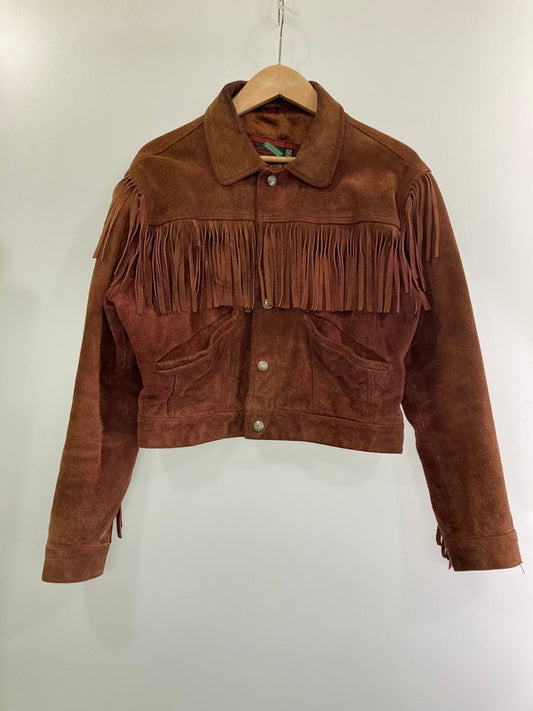 【中古品】【メンズ】 UNITED COLORS OF BENETTON ユナイテッドカラーズオブベネトン SUEDE FLINGE WESTERN LEATHER JACKET スエード フリンジ ウエスタン レザー ジャケット アウター  146-240528-yn-13-min サイズ：42 カラー：ブラウン 万代Net店