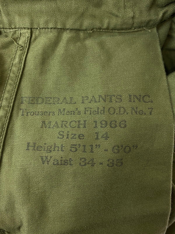 【中古品】【メンズ】  ROYAL CANADIAN ARMY-FEDERAL PANTS INC- 66年製造 60S GRUKHA PANTS グルカパンツ ボトムス 157-240615-ab-4-min サイズ：34-35 カラー：オリーブ 万代Net店