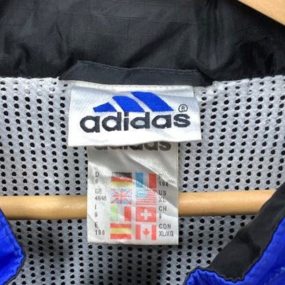 【中古品】【メンズ】 adidas アディダス ナイロンジャケット ブルゾン アウター ブランド 古着 146-250302-gm-29-fuz サイズ：US XL カラー：ブルー ブラック 万代Net店