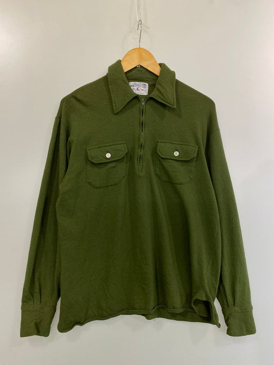 【中古品】【メンズ】  THE SPINNAKER SHIRT スピンネーカーシャツ TALONジップ 70S HALF ZIP WOOL PULLOVER SHIRT ハーフジップウールプルオーバーシャツ 146-241010-ks-26-min サイズ：XL カラー：オリーブ系 万代Net店