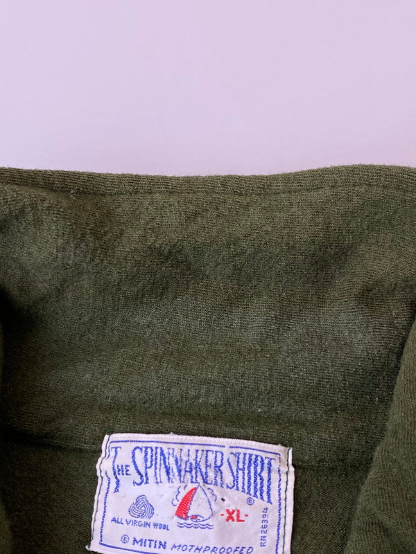 【中古品】【メンズ】 THE SPINNAKER SHIRT スピンネーカーシャツ TALONジップ 70S HALF ZIP WOOL PULLOVER SHIRT ハーフジップウールプルオーバーシャツ 146-241010-ks-26-min サイズ：XL カラー：オリーブ系 万代Net店