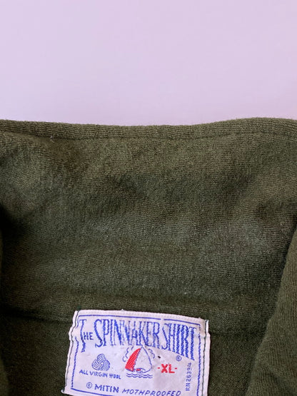 【中古品】【メンズ】 THE SPINNAKER SHIRT スピンネーカーシャツ TALONジップ 70S HALF ZIP WOOL PULLOVER SHIRT ハーフジップウールプルオーバーシャツ 146-241010-ks-26-min サイズ：XL カラー：オリーブ系 万代Net店