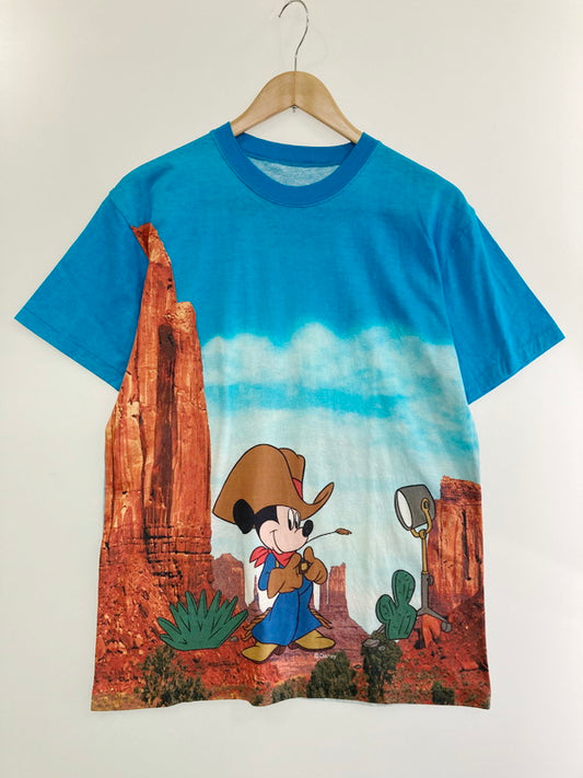 【中古品】【メンズ】  VINTAGE USA製 FULLPRINT HOLLYWOOD MICKEY T-SHIRT フルプリント ハリウッド ミッキー Tシャツ トップス 146-240603-jt-08-min サイズ：サイズ不明 カラー：ブルー系 万代Net店