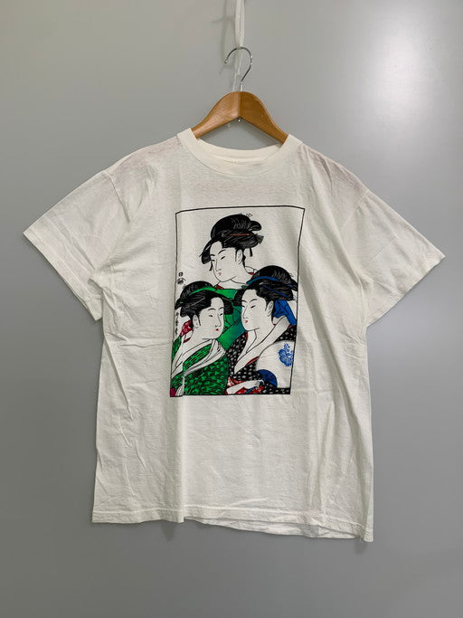 【中古品】【メンズ】  JAPAN VINTAGE ジャパン ヴィンテージ 90S 90年代 喜多川歌麿 "寛政三美人" Tシャツ トップス 146-250122-cn-2-min サイズ：サイズ表記なし カラー：ホワイト系 万代Net店