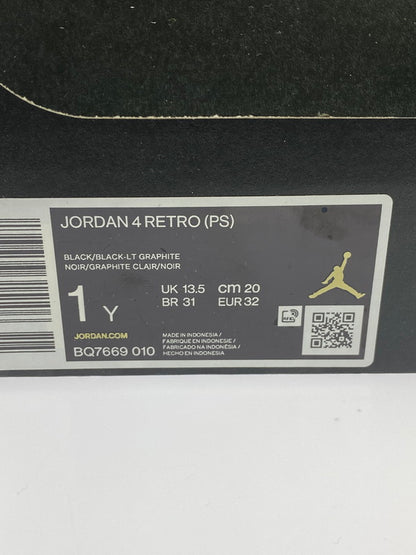 【中古品】【キッズ】 NIKE ナイキ JORDAN 4 RETRO(PS) BQ7669-010 ジョーダン 4 レトロ スニーカー 靴 173-240608-yn-05-min サイズ：20.0cm US1Y カラー：BLACK/BLACK-LT GRAPHITE 万代Net店