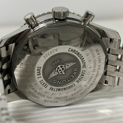 【中古品】【メンズ】 BREITLING ブライトリング REF.A24322121B2A1 ナビタイマー ワールド クロノグラフ GMT 46 WATCH 腕時計 195-240602-ab-1-min カラー：シルバー/ブラック/ホワイト 万代Net店