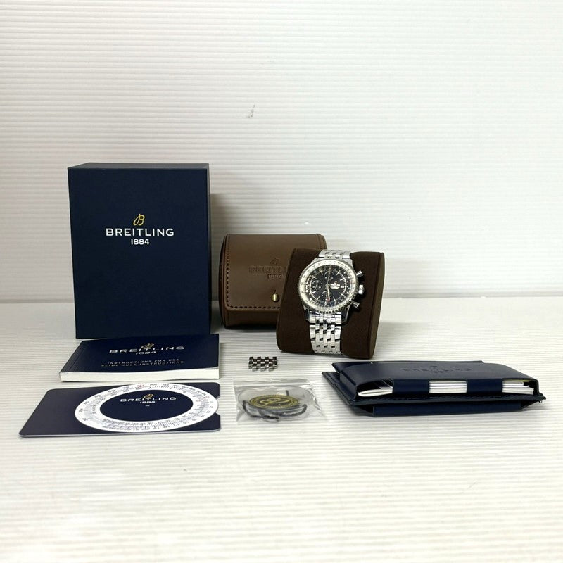 【中古品】【メンズ】 BREITLING ブライトリング REF.A24322121B2A1 ナビタイマー ワールド クロノグラフ GMT 46 WATCH 腕時計 195-240602-ab-1-min カラー：シルバー/ブラック/ホワイト 万代Net店