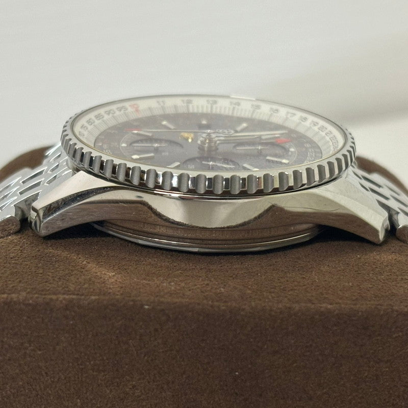 【中古品】【メンズ】 BREITLING ブライトリング REF.A24322121B2A1 ナビタイマー ワールド クロノグラフ GMT 46 WATCH 腕時計 195-240602-ab-1-min カラー：シルバー/ブラック/ホワイト 万代Net店