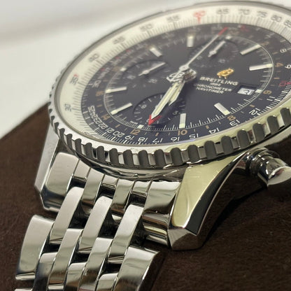 【中古品】【メンズ】 BREITLING ブライトリング REF.A24322121B2A1 ナビタイマー ワールド クロノグラフ GMT 46 WATCH 腕時計 195-240602-ab-1-min カラー：シルバー/ブラック/ホワイト 万代Net店