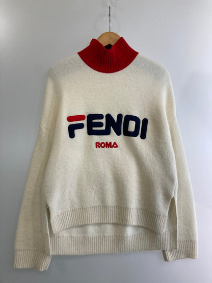 【中古品】【メンズ】 FENDI フェンディ FILA KNIT FZY688 A5QH フィラ モヘア混ハイネックニット トップス 141-240605-yn-04-min サイズ：36 カラー：ホワイト/レッド 万代Net店