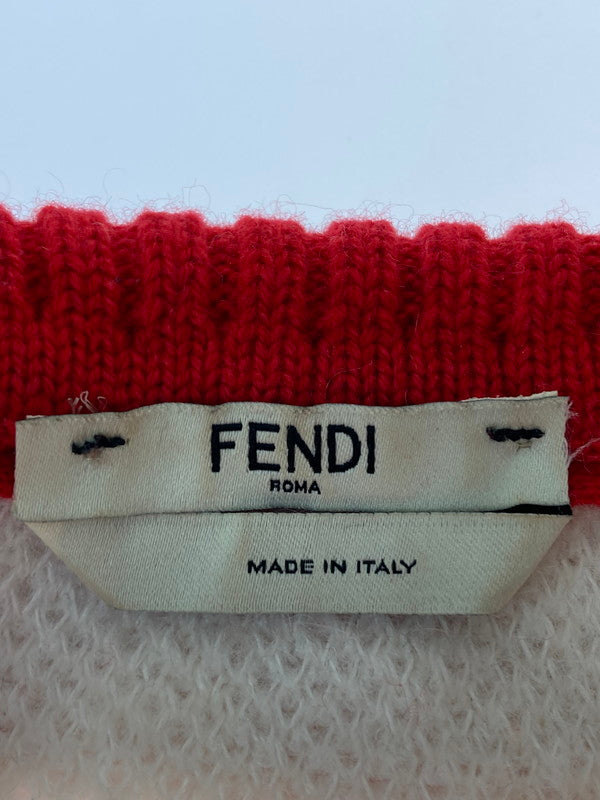 【中古品】【メンズ】 FENDI フェンディ FILA KNIT FZY688 A5QH フィラ モヘア混ハイネックニット トップス 141-240605-yn-04-min サイズ：36 カラー：ホワイト/レッド 万代Net店