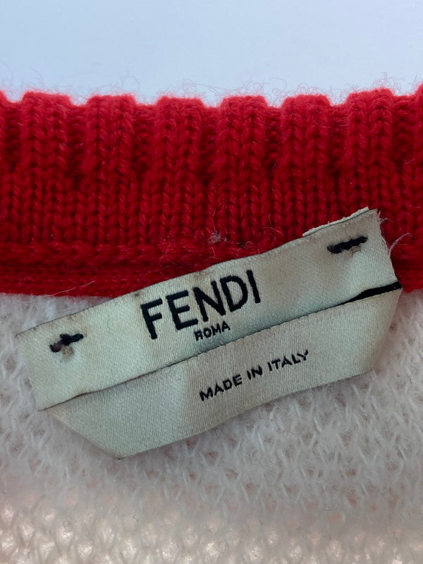 【中古品】【メンズ】 FENDI フェンディ FILA KNIT FZY688 A5QH フィラ モヘア混ハイネックニット トップス 141-240605-yn-04-min サイズ：36 カラー：ホワイト/レッド 万代Net店