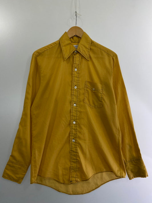 【現状渡し品】【メンズ】  BRENT ブレント 70’S NEVER NEEDS IRONING SHIRT ネバーニーズアイアニングシャツ トップス 146-240615-ks-11-min サイズ：M カラー：イエロー系 万代Net店