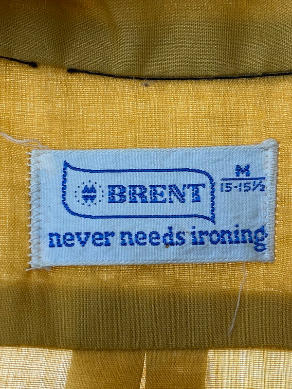 【現状渡し品】【メンズ】  BRENT ブレント 70’S NEVER NEEDS IRONING SHIRT ネバーニーズアイアニングシャツ トップス 146-240615-ks-11-min サイズ：M カラー：イエロー系 万代Net店