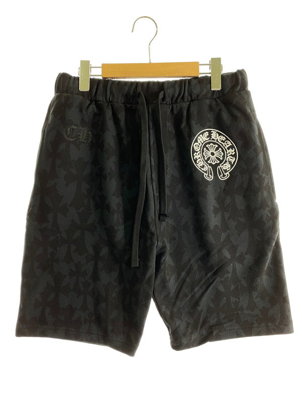 【未使用品】【メンズ】 CHROME HEARTS クロムハーツ 24SS GRAVEYARD CEMETERY CROSS SWEAT SHORTS グレイブヤード セメタリークロス スウェットパンツ 総柄 190-240621-me-20-min サイズ：M カラー：ブラック 万代Net店