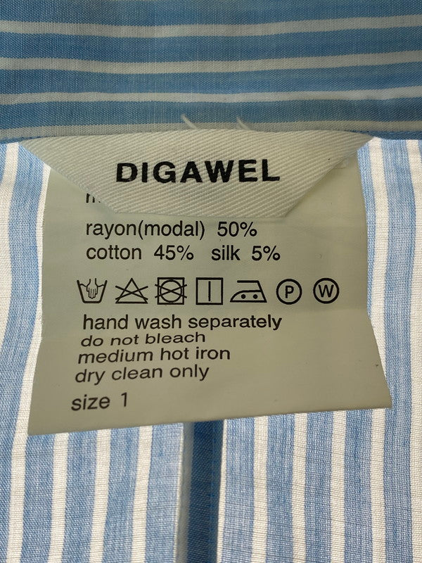 【中古品】【メンズ】 DIGAWEL ディガウェル RAYON STRIPE SHIRT ストライプ シャツ 長袖トップス 140-240622-me-19-min サイズ：1 カラー：ブルー/ホワイト 万代Net店