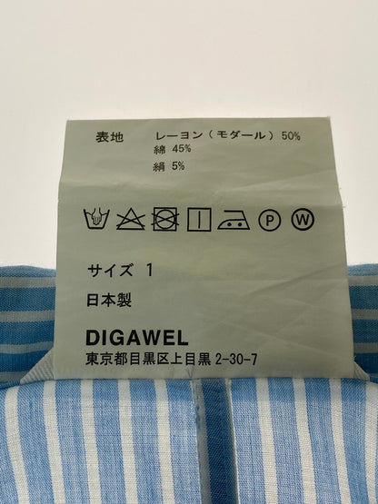 【中古品】【メンズ】 DIGAWEL ディガウェル RAYON STRIPE SHIRT ストライプ シャツ 長袖トップス 140-240622-me-19-min サイズ：1 カラー：ブルー/ホワイト 万代Net店