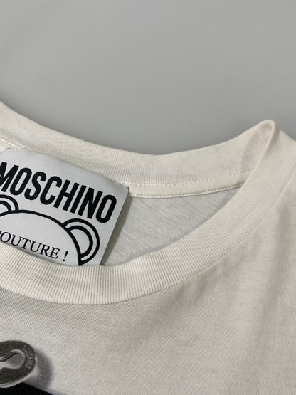 【中古品】【メンズ】  MOSCHINO COUTURE モスキーノクチュール BEAR TEE 半袖Tシャツ トップス 141-241004-me-03-min サイズ：表記なし カラー：ホワイト系 万代Net店