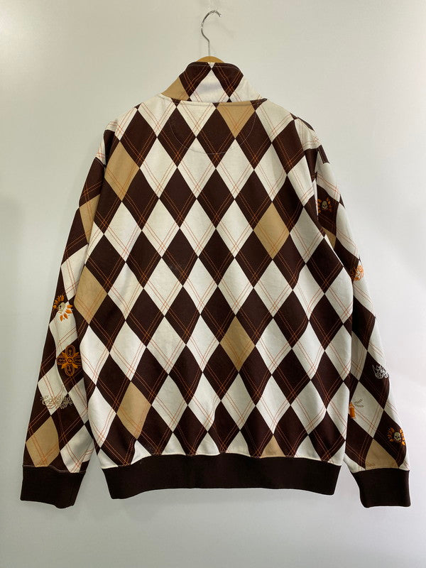 【中古品】【メンズ】  ECKO UNLTD エコーアンリミテッド ARGYLE PATTERN LOOSE TRACK JACKET アーガイル トラック ジャケット アウター 146-240622-me-24-min サイズ：XL カラー：ブラウン/ホワイト 万代Net店