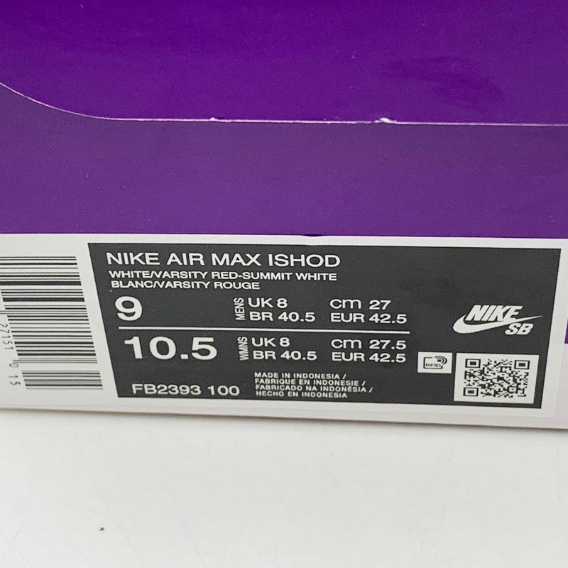 【中古美品】【メンズ】 NIKE SB ナイキエスビー AIR MAX ISHOD FB2393-100 エアマックス イショッド スニーカー シューズ 靴 160-240625-ay-15-izu サイズ：27cm カラー：WHITE/VARSITY RED-SUMMIT WHITE 万代Net店