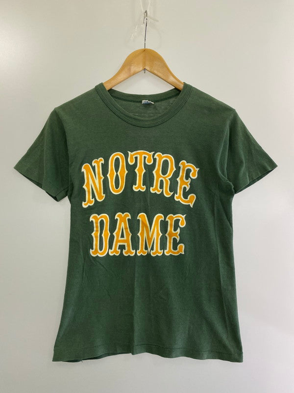 【中古品】【メンズ】 Champion チャンピオン バータグ後期 70-80S NOTRE DAMET-SHIRT 半袖Tシャツ ティーシャツ 146-240630-as-25-min サイズ：S カラー：グリーン 万代Net店