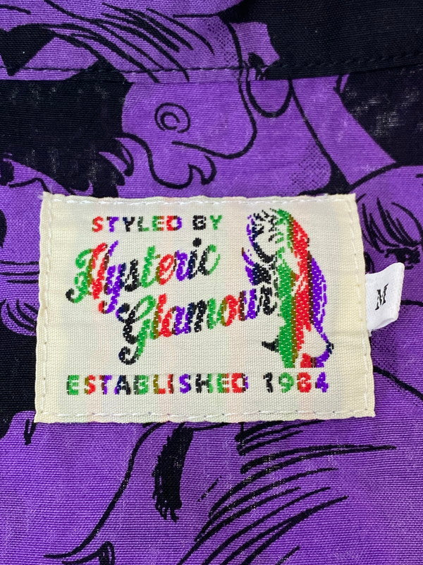 【中古美品】【メンズ】  HYSTERIC GLAMOUR × 手塚治虫 S/S SHIRT 02211AH16 ヒステリックグラマー 奇子総柄 アロハシャツ 半袖シャツ トップス 140-240620-yn-01-min サイズ：M カラー：パープル/ブラック 万代Net店