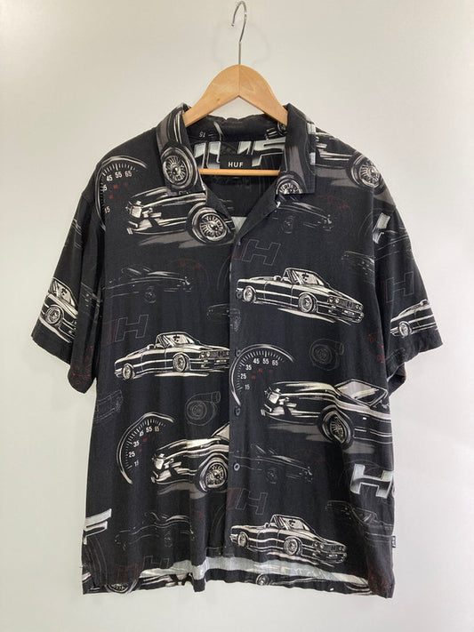 【中古品】【メンズ】 HUF ハフ DROP TOP RESORT SHIRT 半袖 シャツ トップス 142-240801-ks-06-min サイズ：M カラー：ブラック系 万代Net店