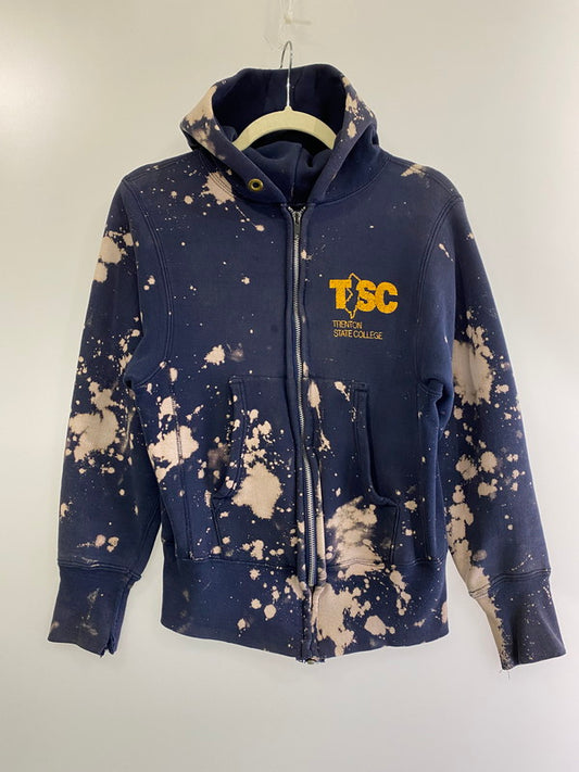 【現状渡し品】【レディース】  LADY CHAMPION レディチャンピオン USA製 80S TIE-DYE COLLEGE LOGO ZIP HOODIE ロゴジップ フーディー パーカー 170-240622-me-26-min サイズ：S カラー：ネイビー系 万代Net店