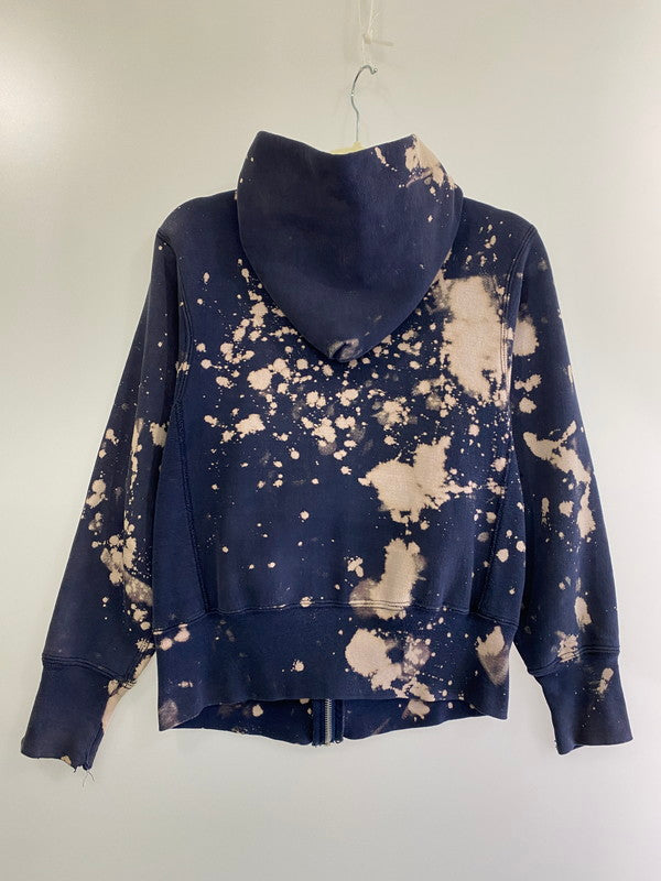 【現状渡し品】【レディース】 LADY CHAMPION レディチャンピオン USA製 80S TIE-DYE COLLEGE LOGO ZIP HOODIE ロゴジップ フーディー パーカー 170-240622-me-26-min サイズ：S カラー：ネイビー系 万代Net店