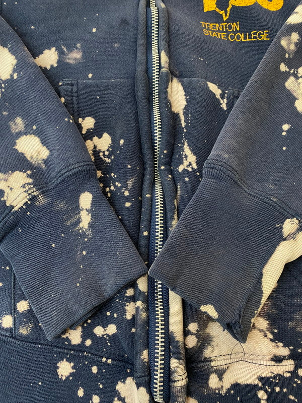 【現状渡し品】【レディース】 LADY CHAMPION レディチャンピオン USA製 80S TIE-DYE COLLEGE LOGO ZIP HOODIE ロゴジップ フーディー パーカー 170-240622-me-26-min サイズ：S カラー：ネイビー系 万代Net店