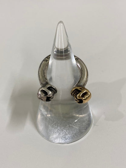 【中古品】【メンズ】  STOPLIGHT K18 TWO SKULL PINKY RING ストップライト ２スカル ピンキーリング 指輪 アクセサリー 192-240703-yn-01-min カラー：シルバー/ゴールド 万代Net店