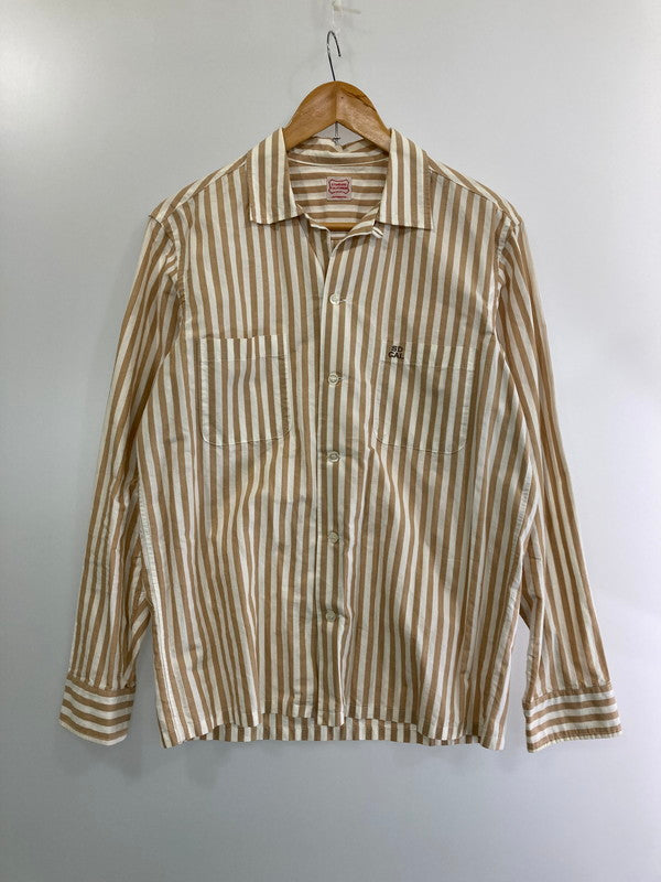 【中古品】【メンズ】  STANDARD CALLIFORNIA スタンダード カリフォルニア STRIPE OPEN COLLAR SHIRT シャツ トップス 140-240713-ks-03-min サイズ：M カラー：ベージュ系 万代Net店