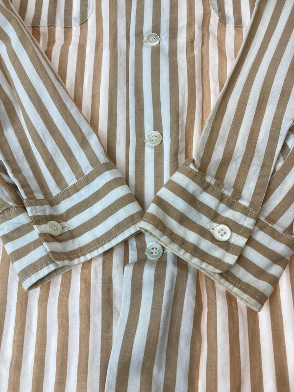 【中古品】【メンズ】  STANDARD CALLIFORNIA スタンダード カリフォルニア STRIPE OPEN COLLAR SHIRT シャツ トップス 140-240713-ks-03-min サイズ：M カラー：ベージュ系 万代Net店